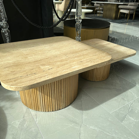 Travertine salontafel 2 delig