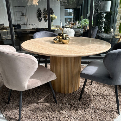 Travertine eettafel rond