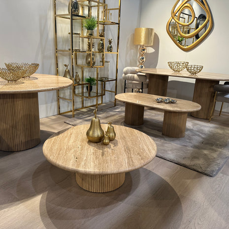 Travertine eettafel rond