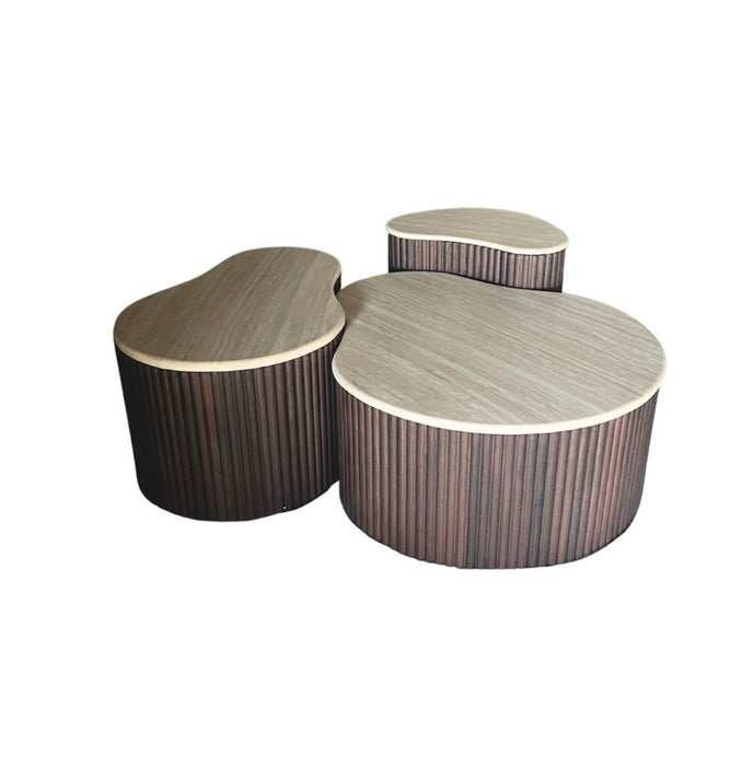 Salontafel 3 delig - Travertin X Kimberly bruin