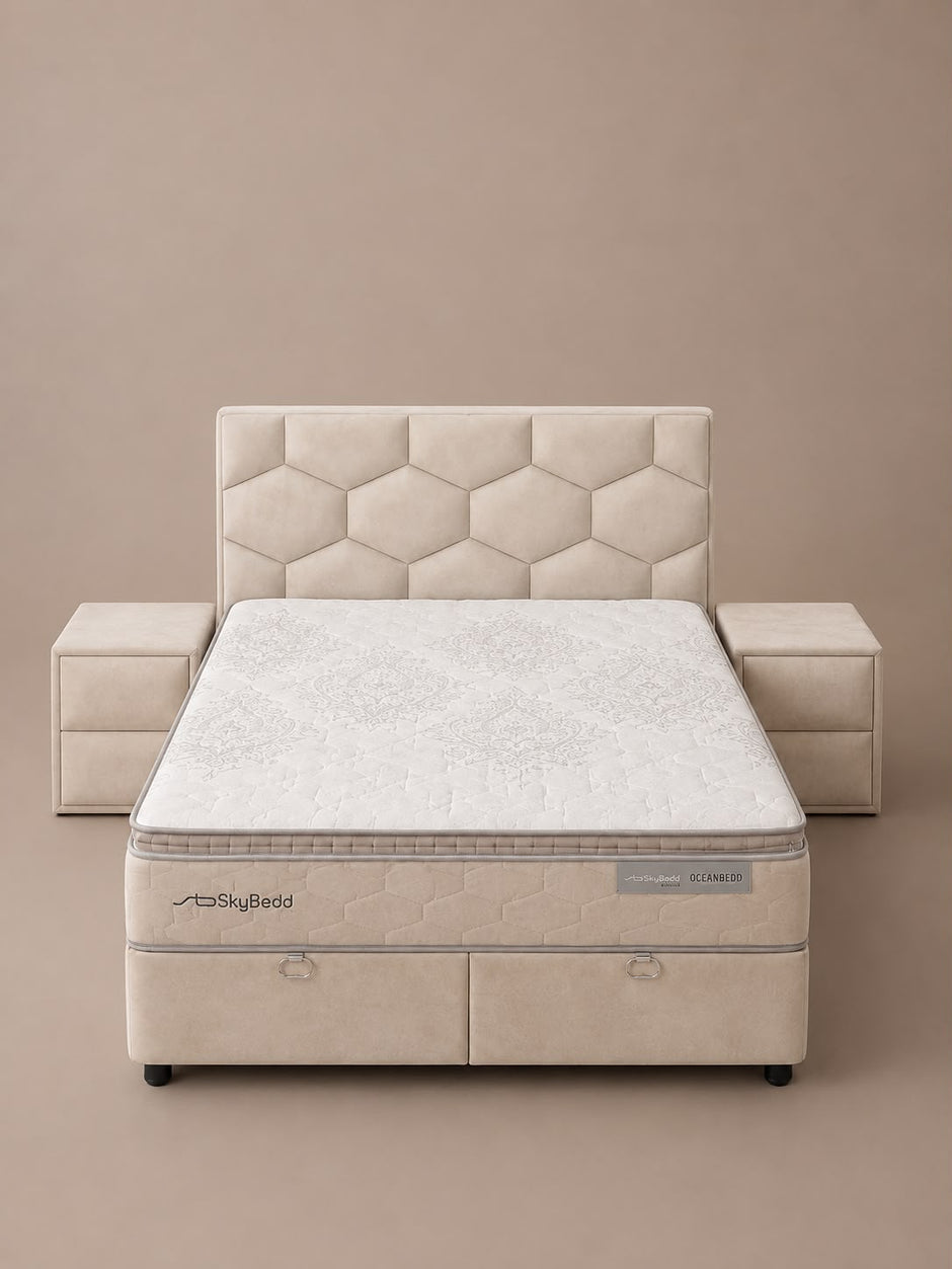Boxspring Dolce met Opbergruimte – Crème / Beige