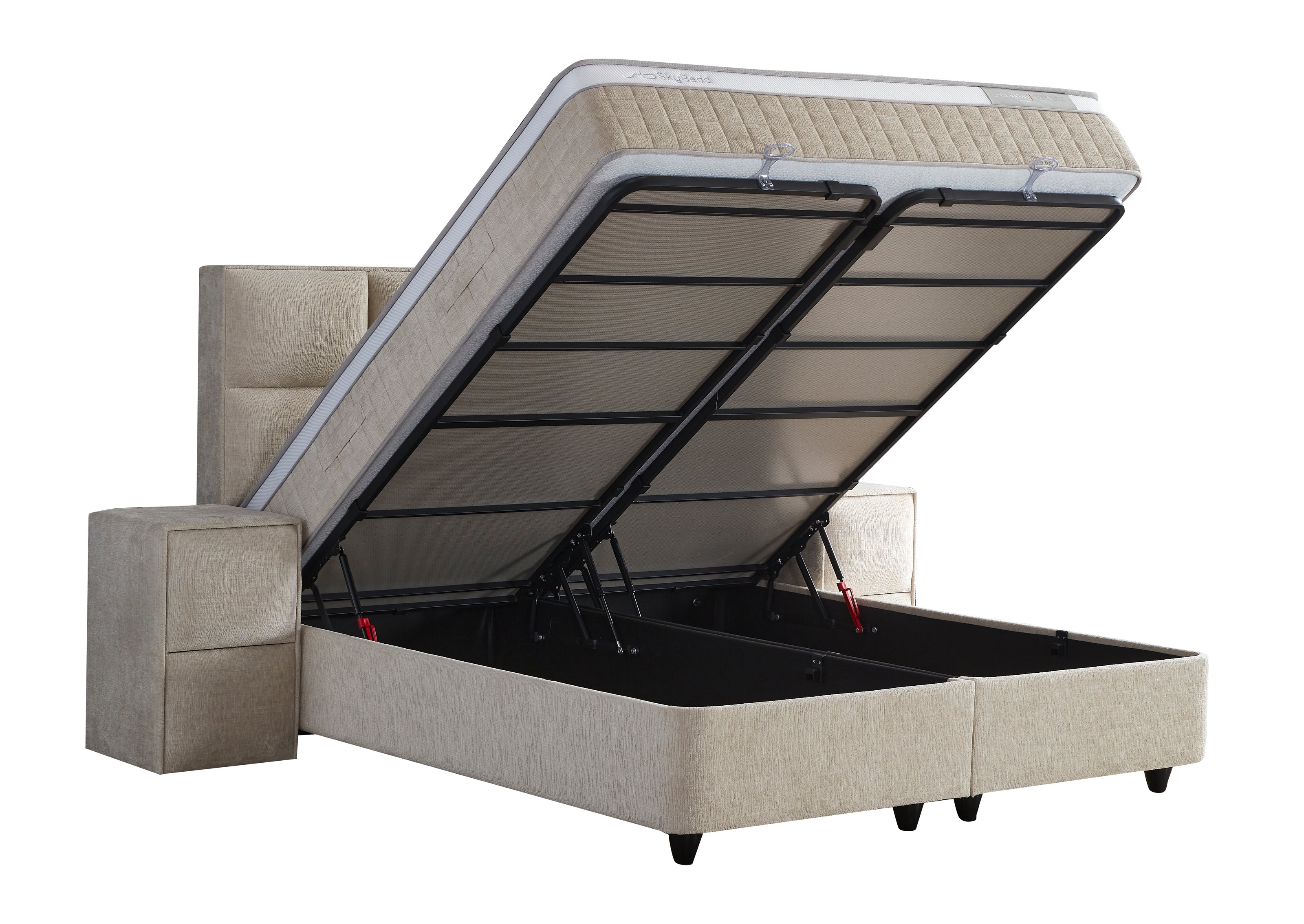 Boxspring Ocean met Opbergruimte – Beige / Zand