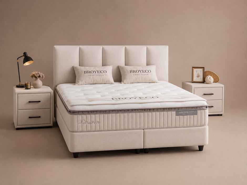 Boxspring Birdy met Opbergruimte – Beige / Zand