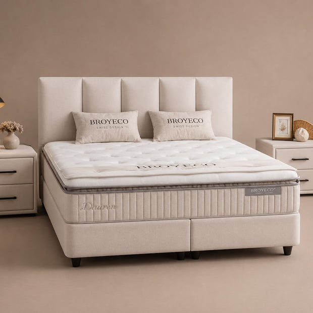 Boxspring Birdy met Opbergruimte – Beige / Zand