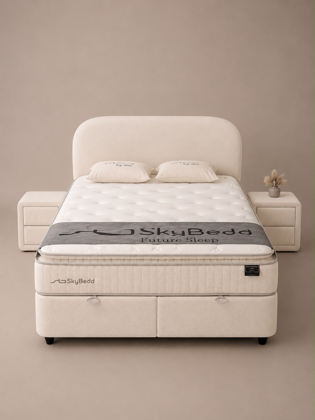 Boxspring Bohem met Opbergruimte – Teddy Bouclé Crème
