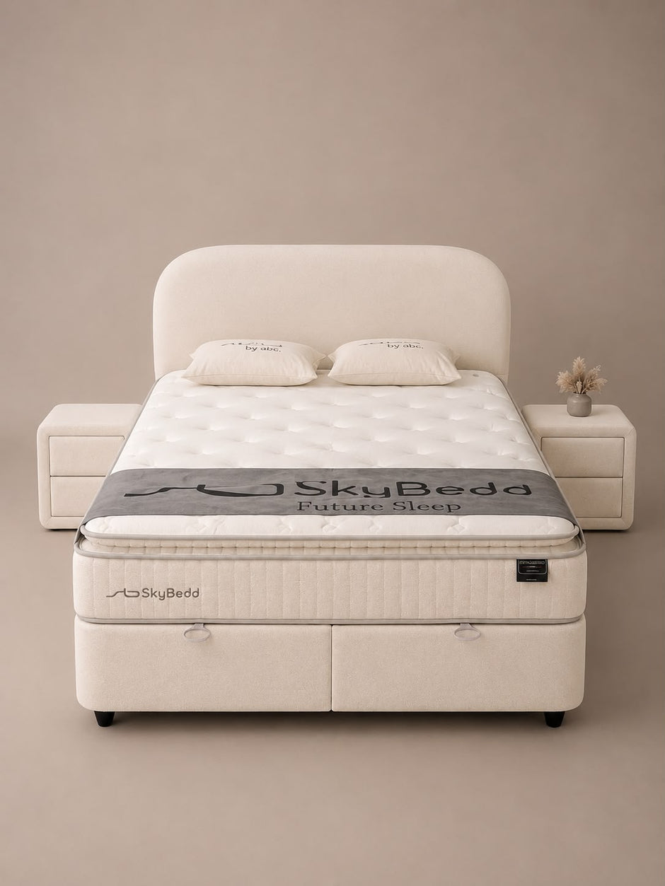 Boxspring Bohem met Opbergruimte – Teddy Bouclé Crème