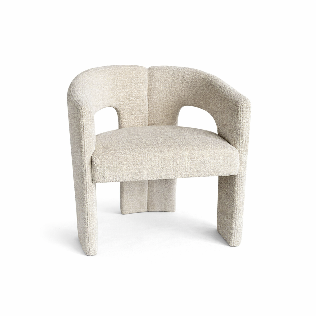 Eetkamerstoel Baroni – Japandi Design in Zachte Teddy Stof