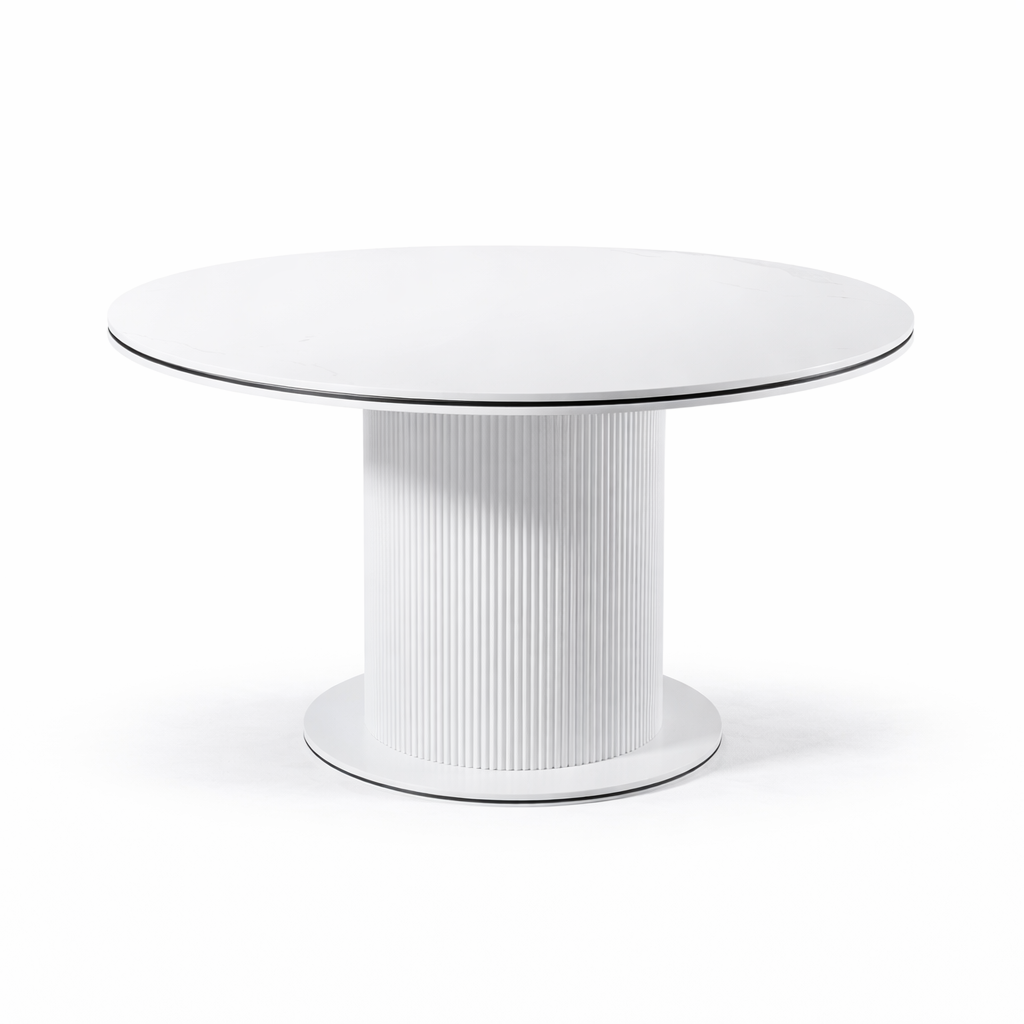 Eettafel Ocean - Rond – Marmerlook met Ribbels (Ø130cm)