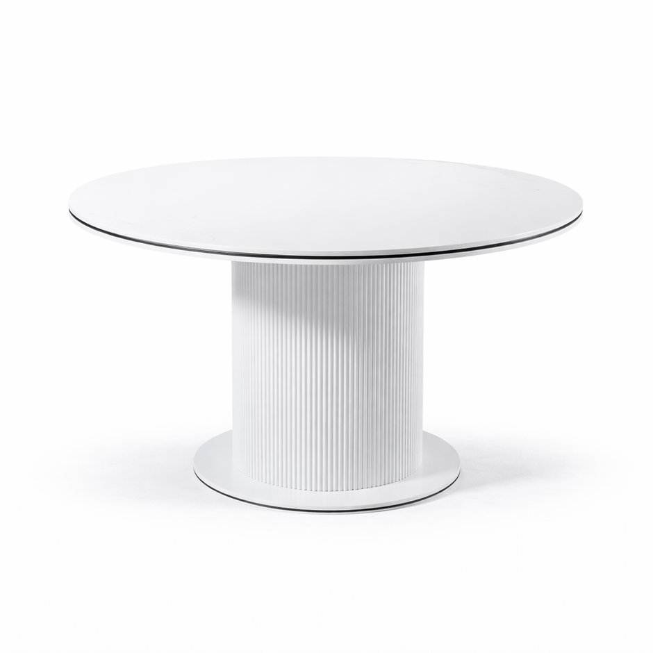 Eettafel Ocean - Rond – Marmerlook met Ribbels (Ø130cm)
