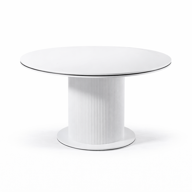 Eettafel Ocean - Rond – Marmerlook met Ribbels (Ø130cm)