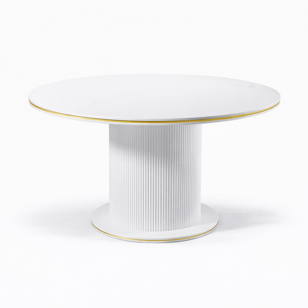 Eettafel Ocean - Rond – Marmerlook met Ribbels (Ø130cm)