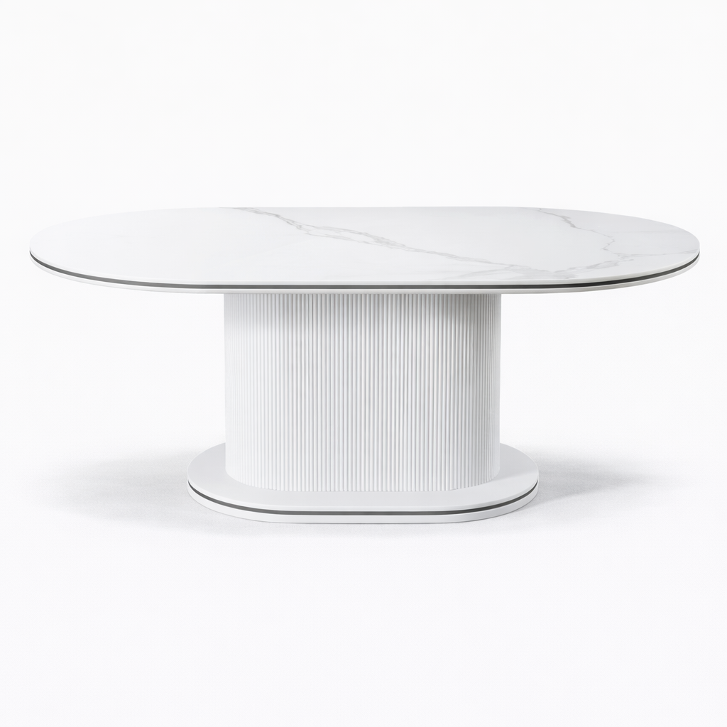 Eettafel Ocean - Ovaal – Marmerlook met Ribbels