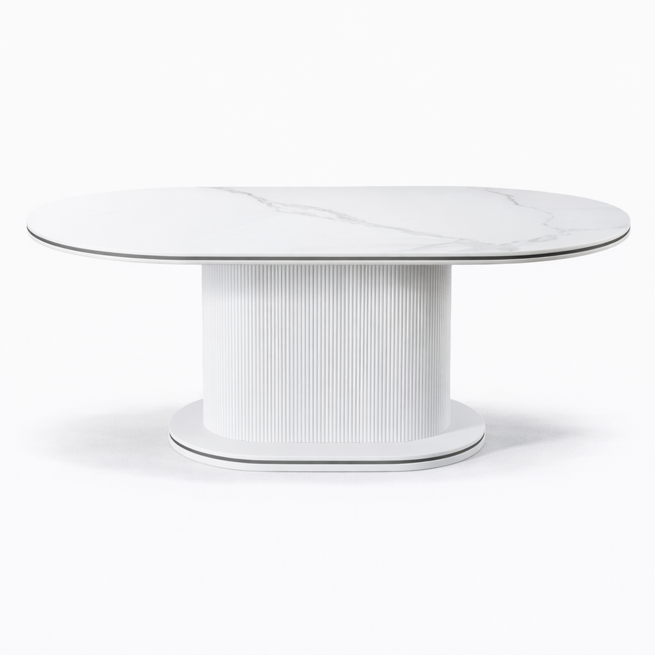 Eettafel Ocean - Ovaal – Marmerlook met Ribbels