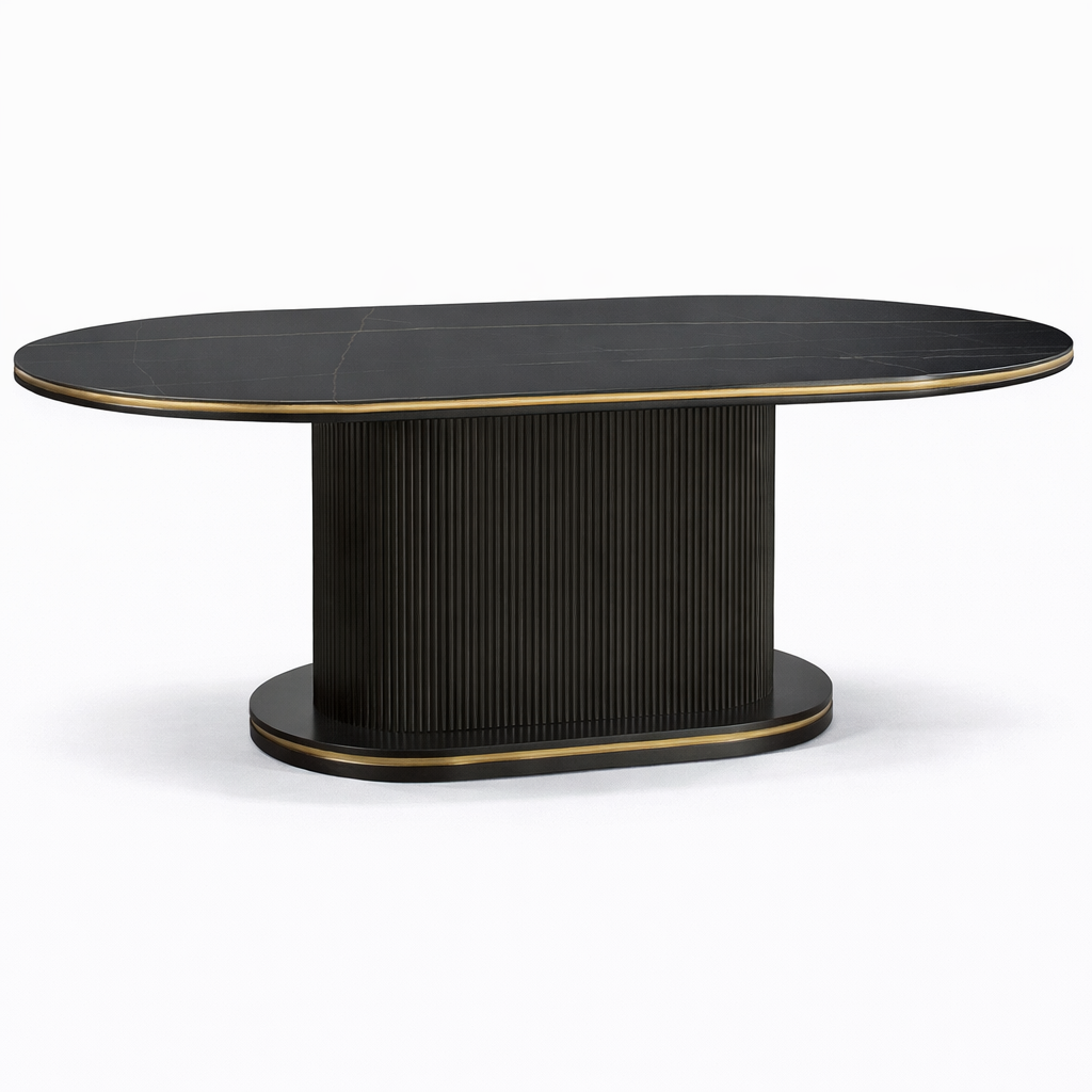 Eettafel Ocean - Ovaal – Marmerlook met Ribbels