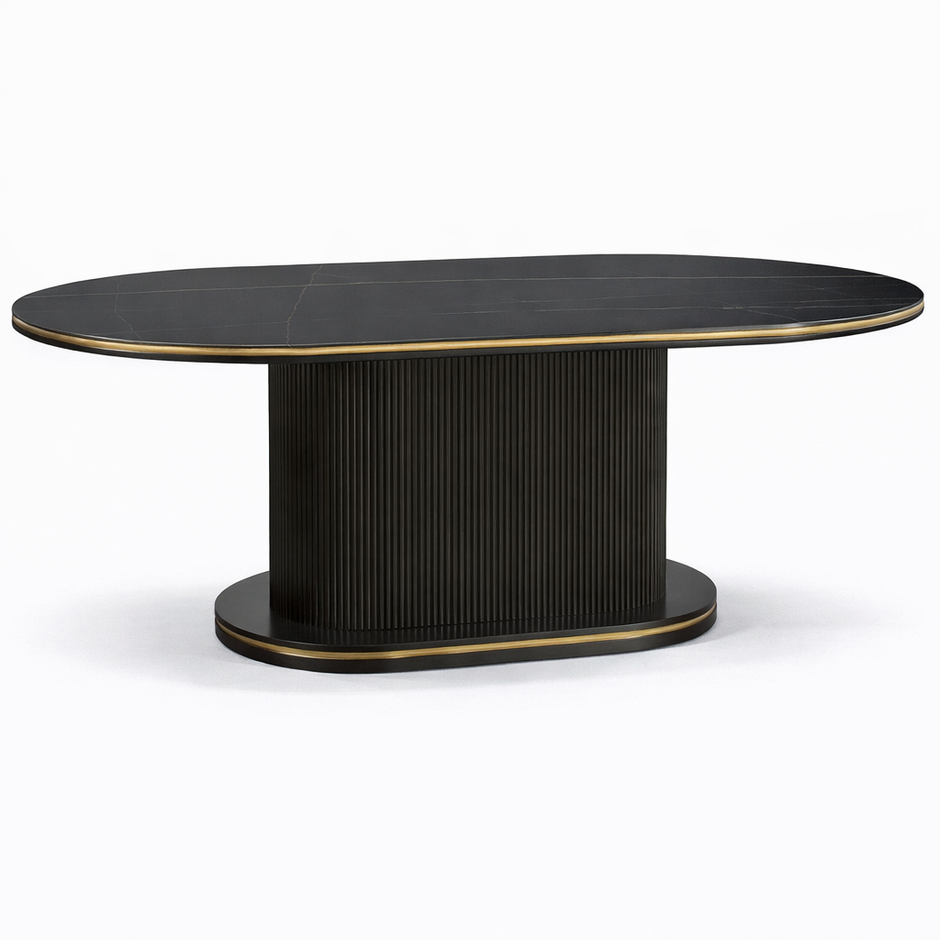 Eettafel Ocean - Ovaal – Marmerlook met Ribbels