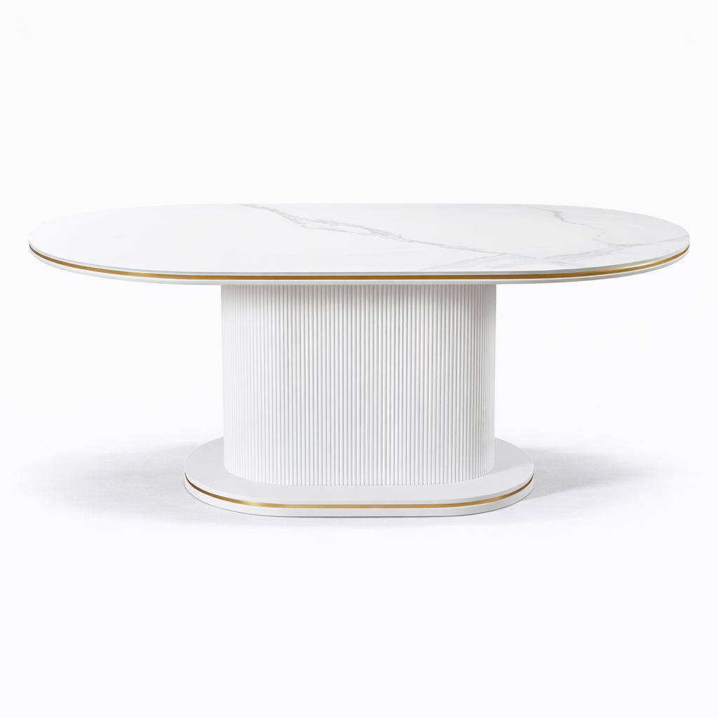 Eettafel Ocean - Ovaal – Marmerlook met Ribbels