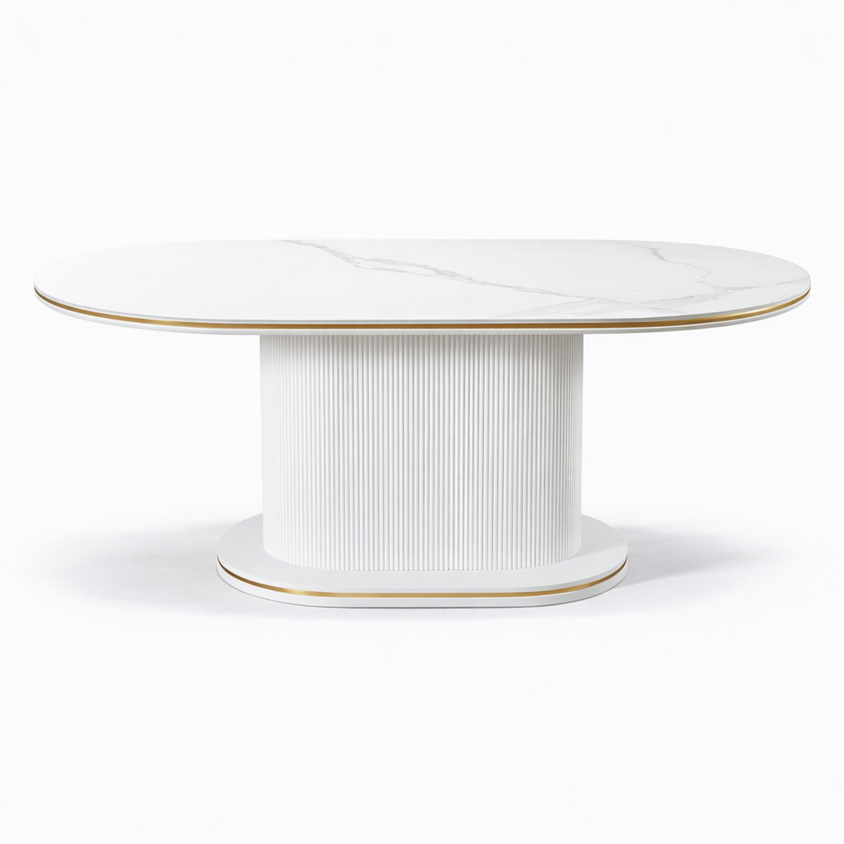 Eettafel Ocean - Ovaal – Marmerlook met Ribbels