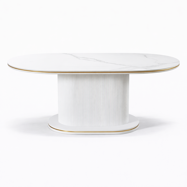 Eettafel Ocean - Ovaal – Marmerlook met Ribbels