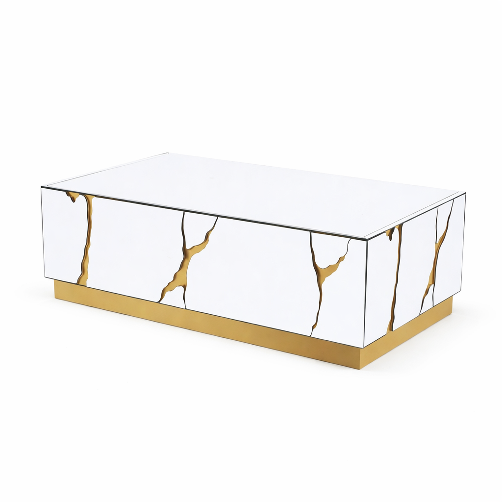 Salontafel Epoxy - Marmerlook met Gouden details