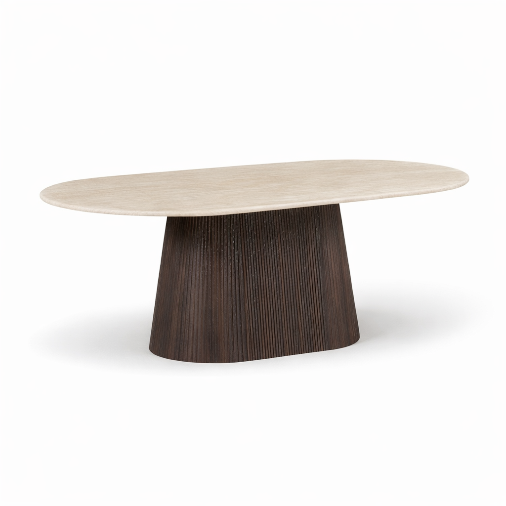 Eettafel Travertin - Ovaal