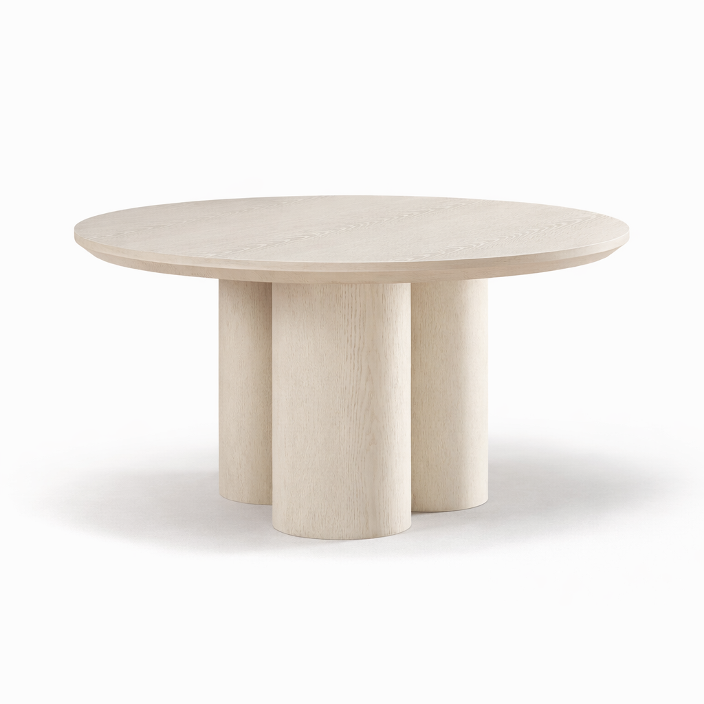 Eettafel Royal - Rond - Luxe Fineer met Zuilpoten (Ø130cm)