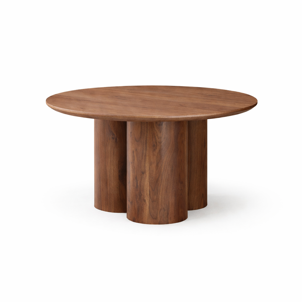 Eettafel Royal - Rond - Luxe Fineer met Zuilpoten (Ø130cm)