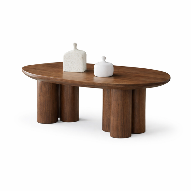 Salontafel Royal – Bruin veneer met Zuilpoten (140x80cm)