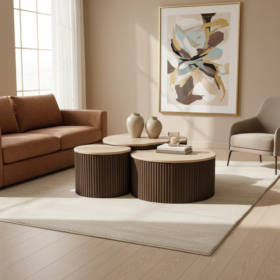 Salontafel Set Kimberly – 3-Delig Organic Curve