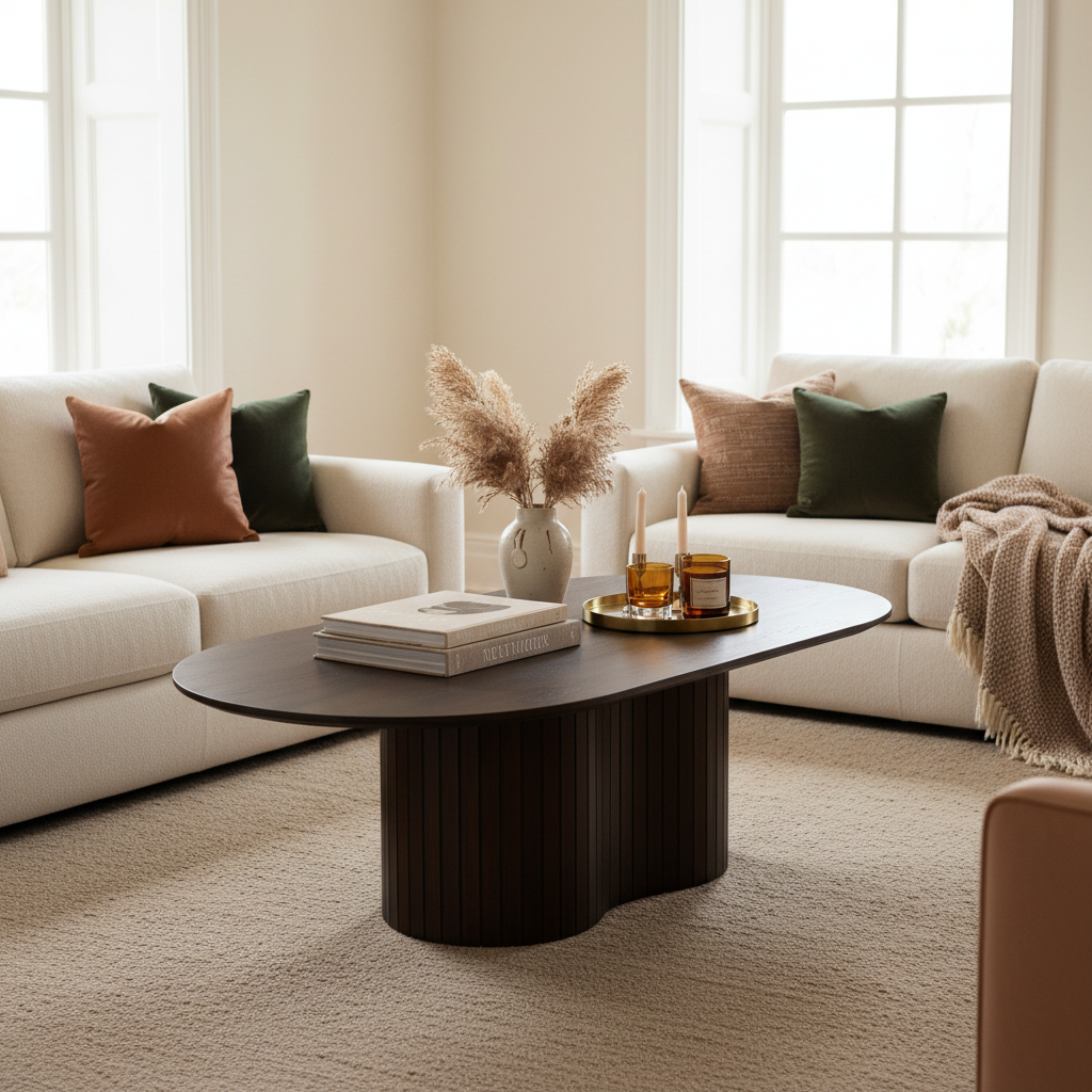 Salontafel Ovaal – Taurus bruin met Ribbel Design