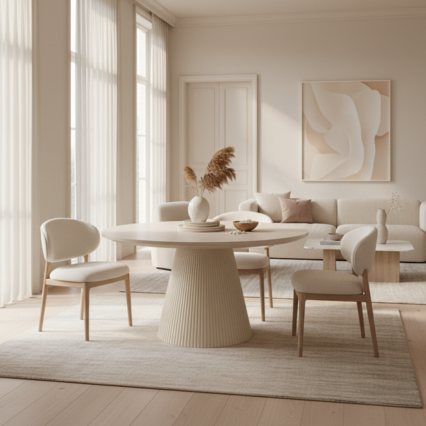 Eettafel Kimberly - Rond Geribbeld Design (Ø130cm)