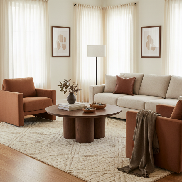 Salontafel Royal - Rond – Luxe Design met Zuilpoten (Ø110cm)