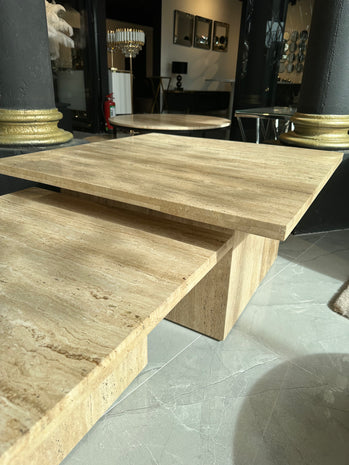 Travertine salontafel 2 delig vierkant
