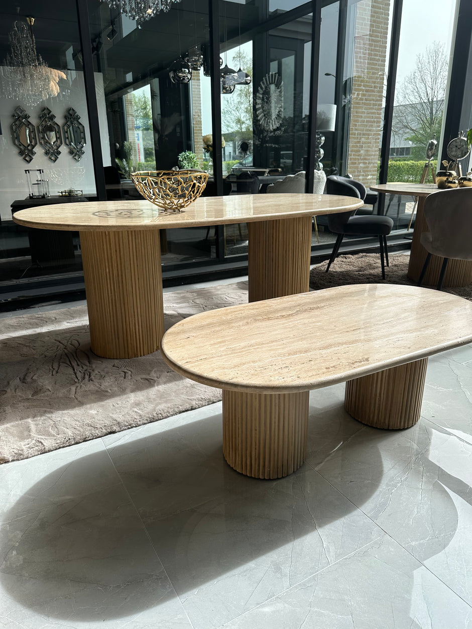 Travertine salontafel ovaal