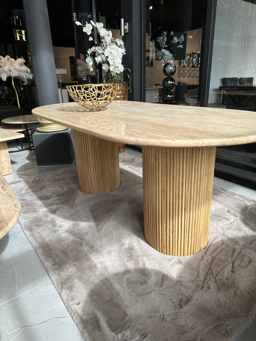 Travertine eettafel ovaal