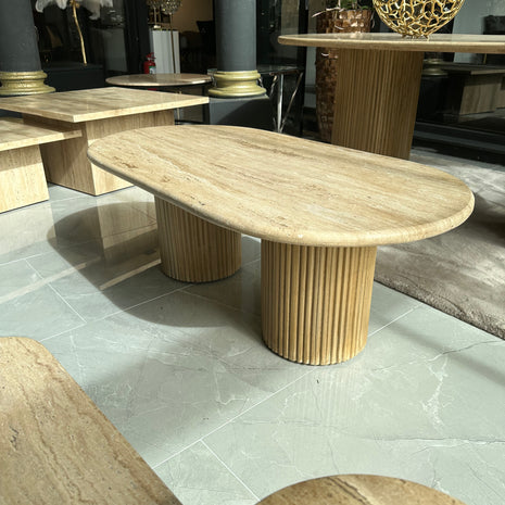 Travertine salontafel ovaal