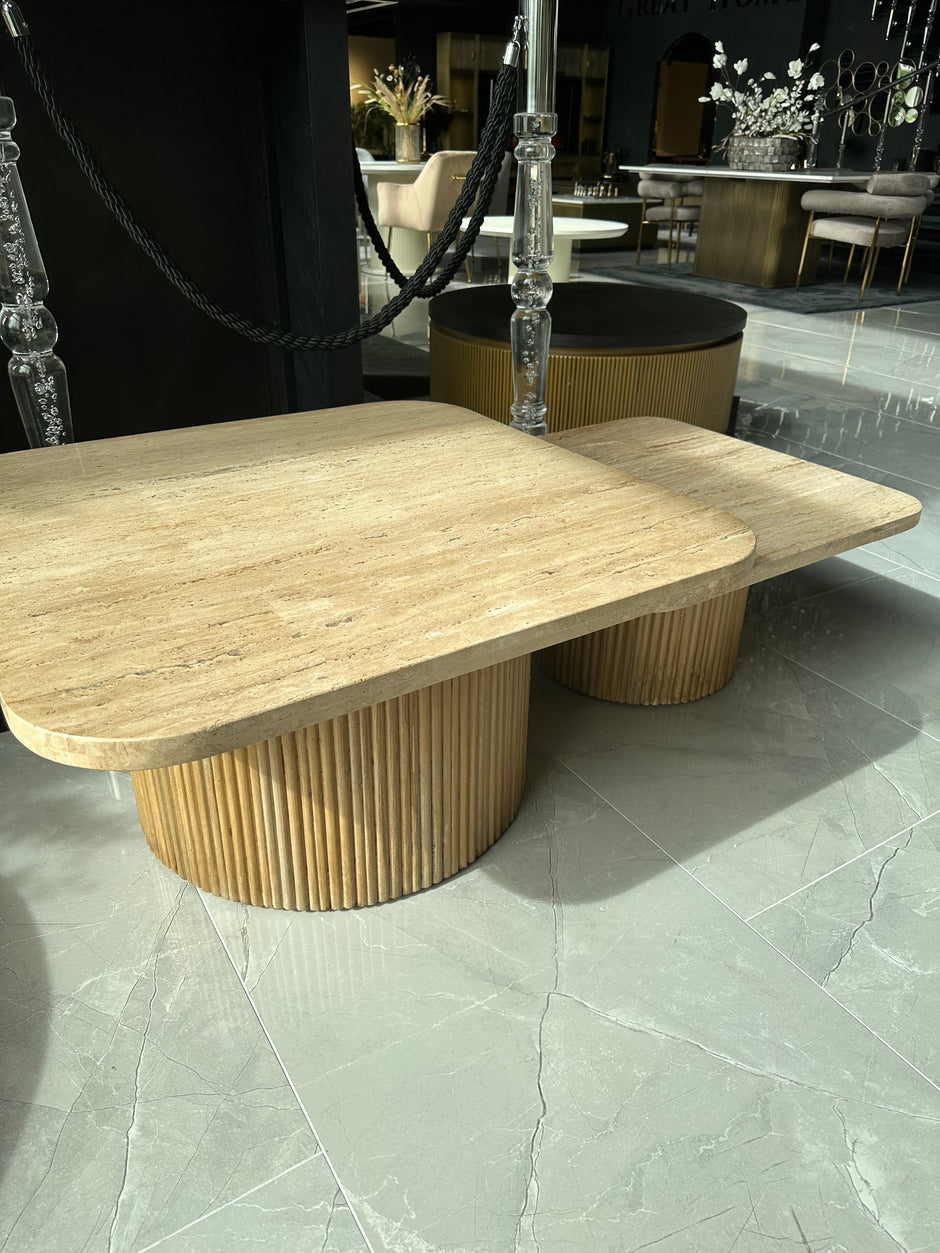 Travertine salontafel 2 delig