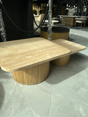 Travertine salontafel 2 delig