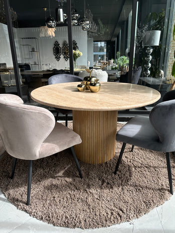 Travertine eettafel rond