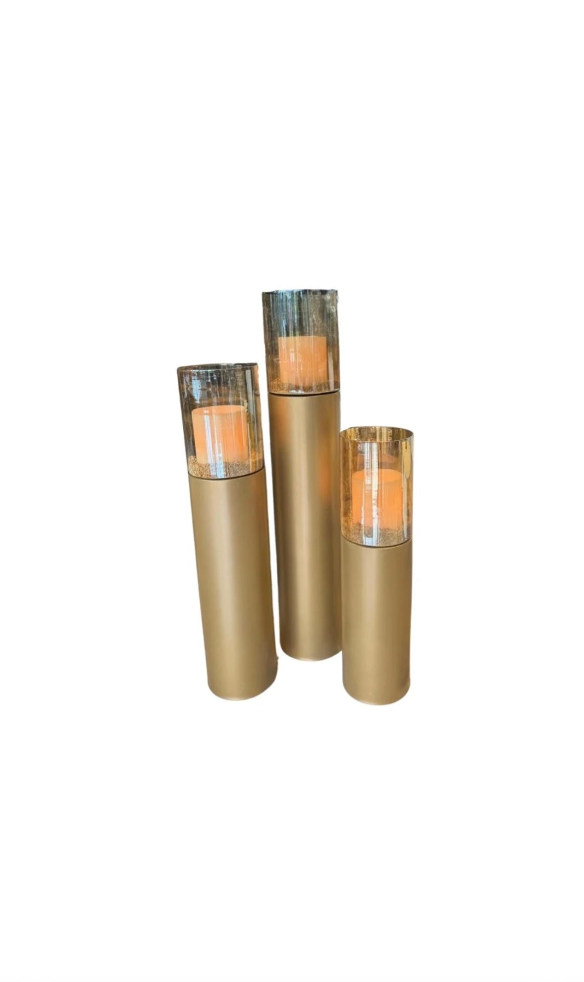 Luxe windlicht/kandelaar set van 3 mat goud