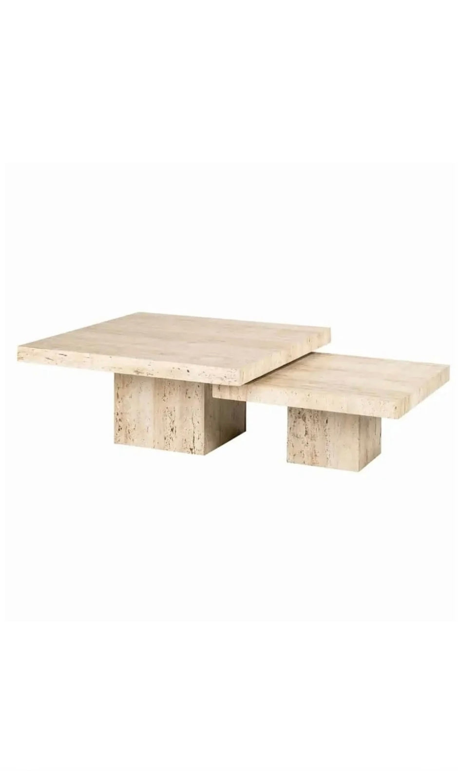 Travertine salontafel 2 delig vierkant