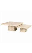 Travertine salontafel 2 delig vierkant