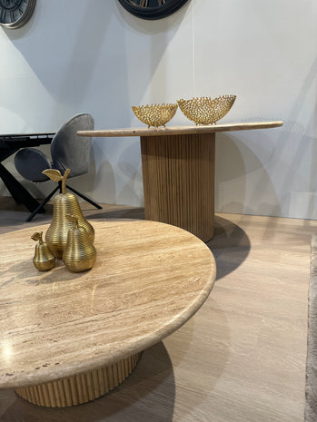 Travertine salontafel rond