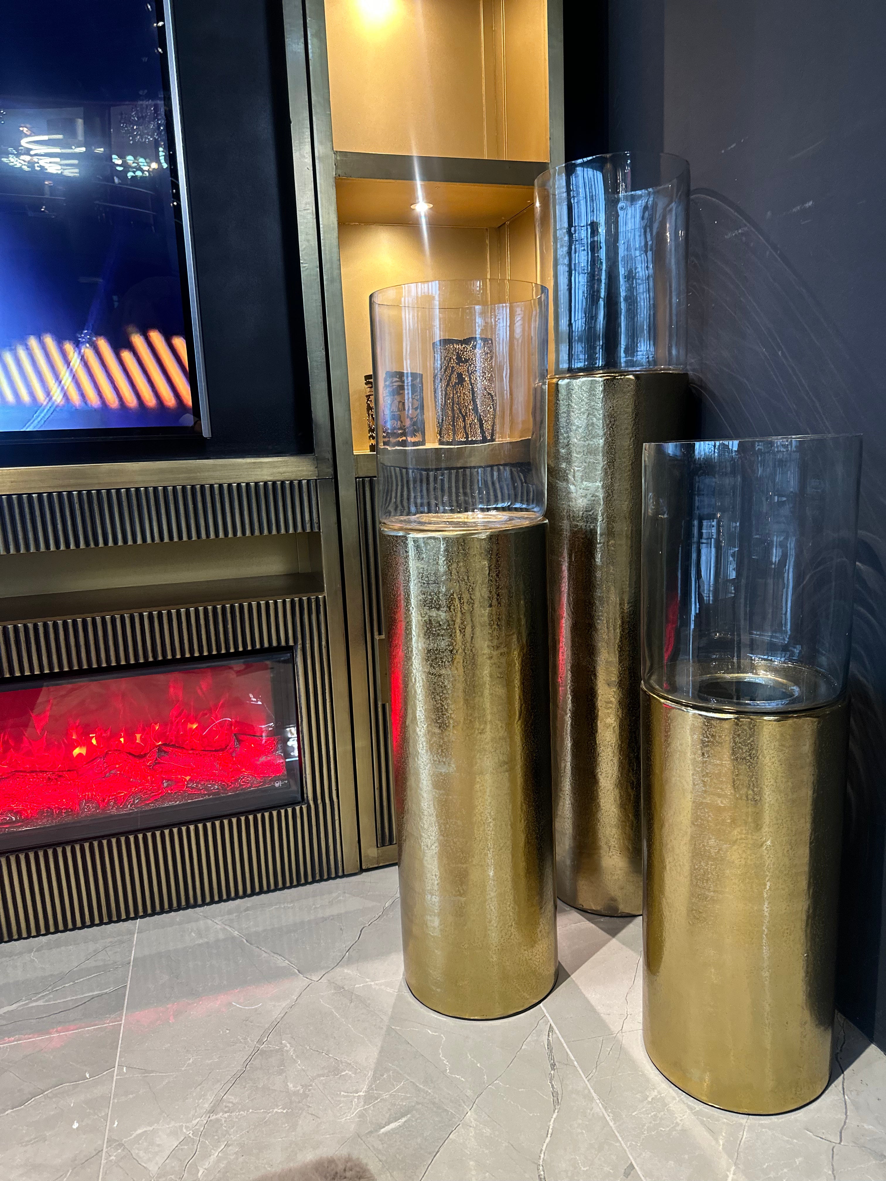 Luxe windlicht/kandelaar set van 3 goud