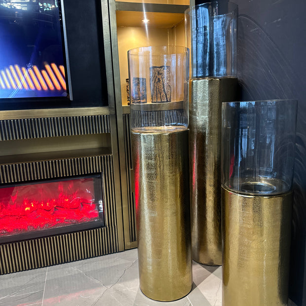 Luxe windlicht/kandelaar set van 3 goud