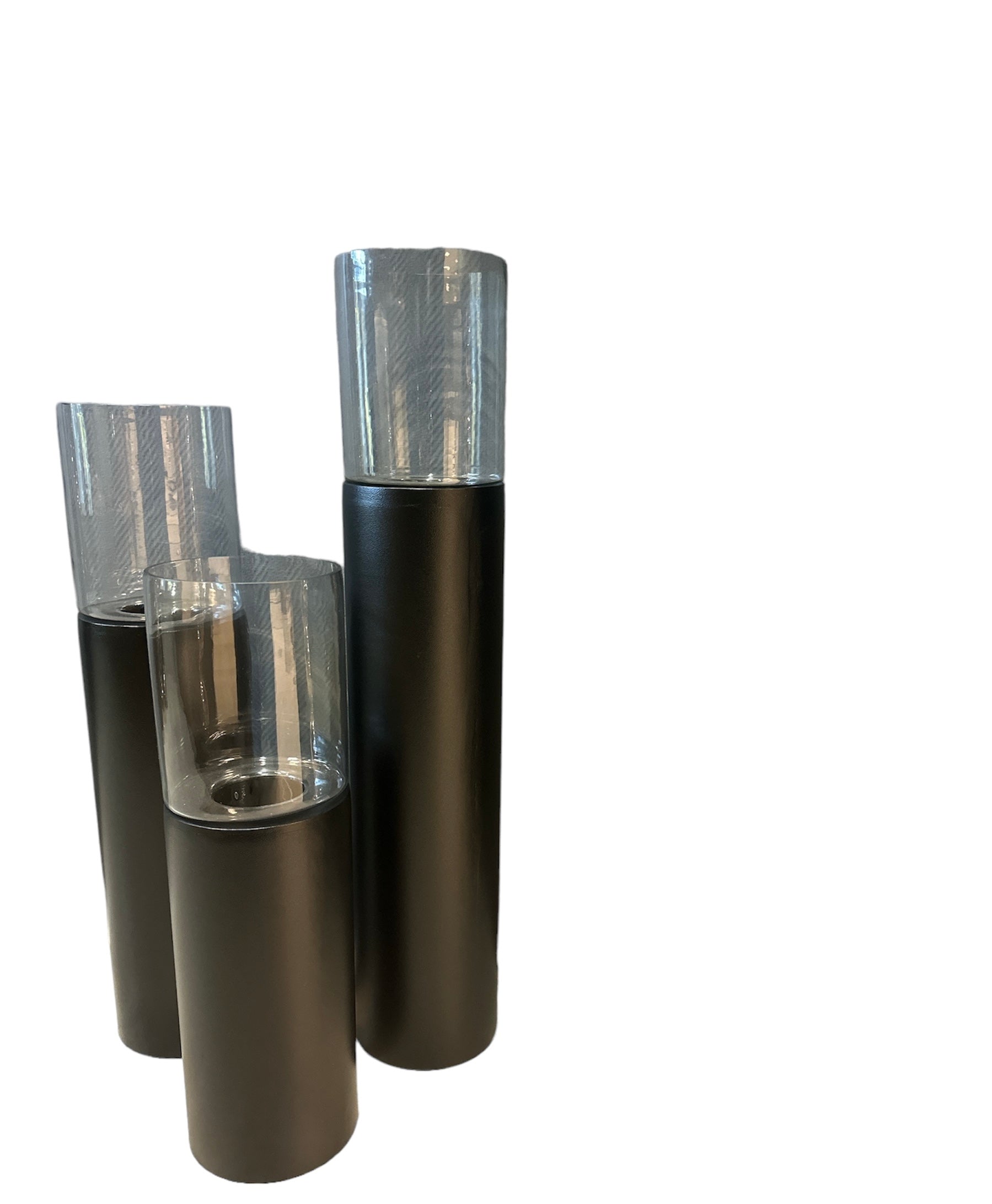 Luxe windlicht/kandelaar set van 3 zwart