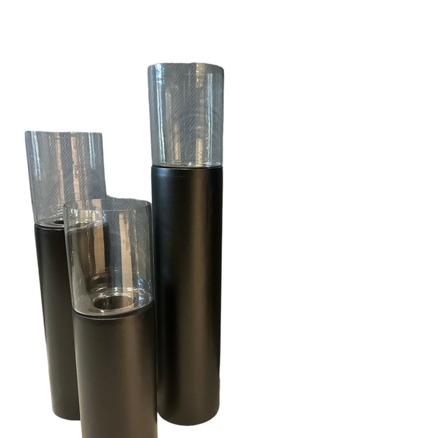 Luxe windlicht/kandelaar set van 3 zwart