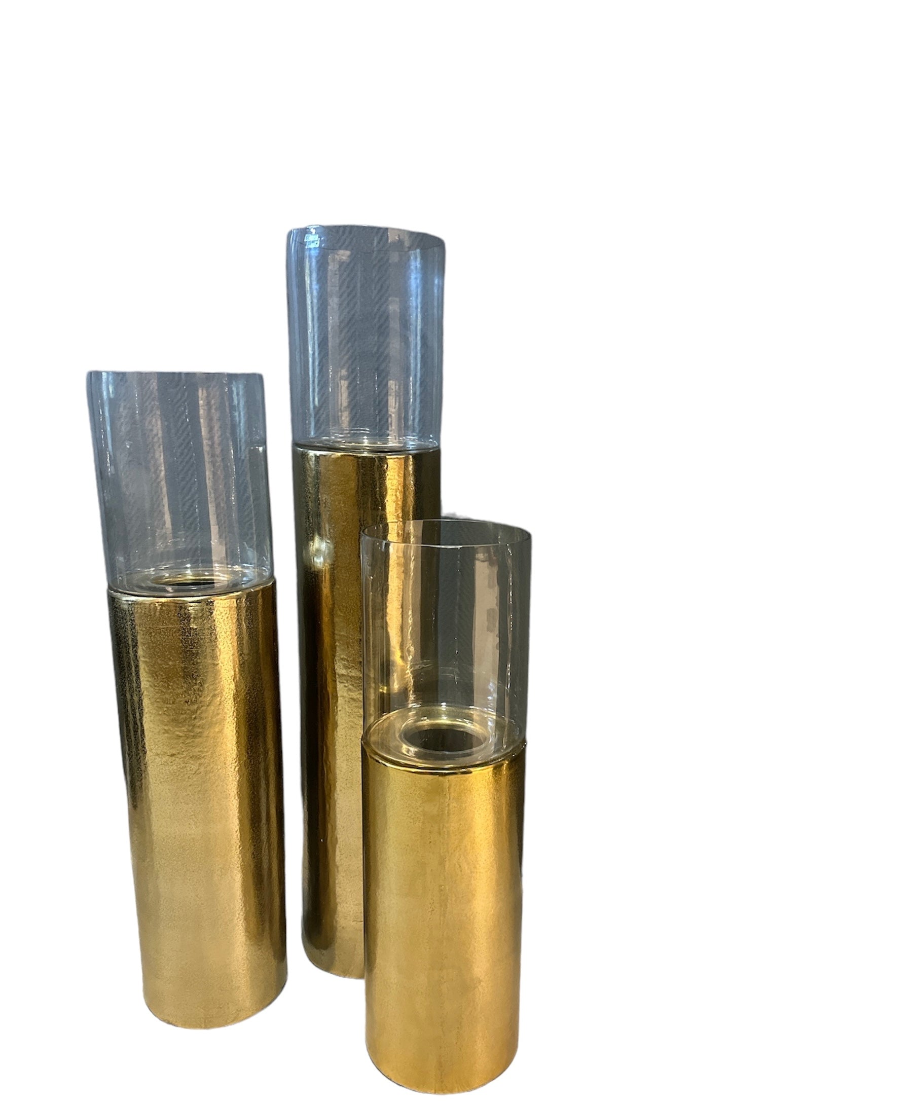 Luxe windlicht/kandelaar set van 3 goud