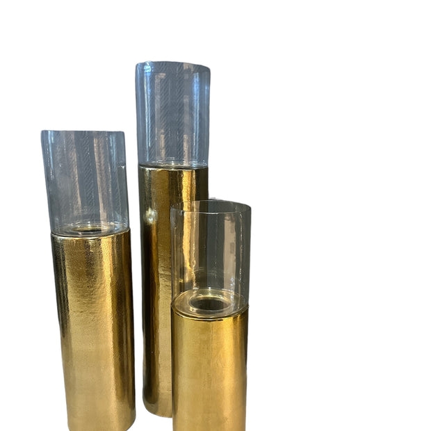 Luxe windlicht/kandelaar set van 3 goud