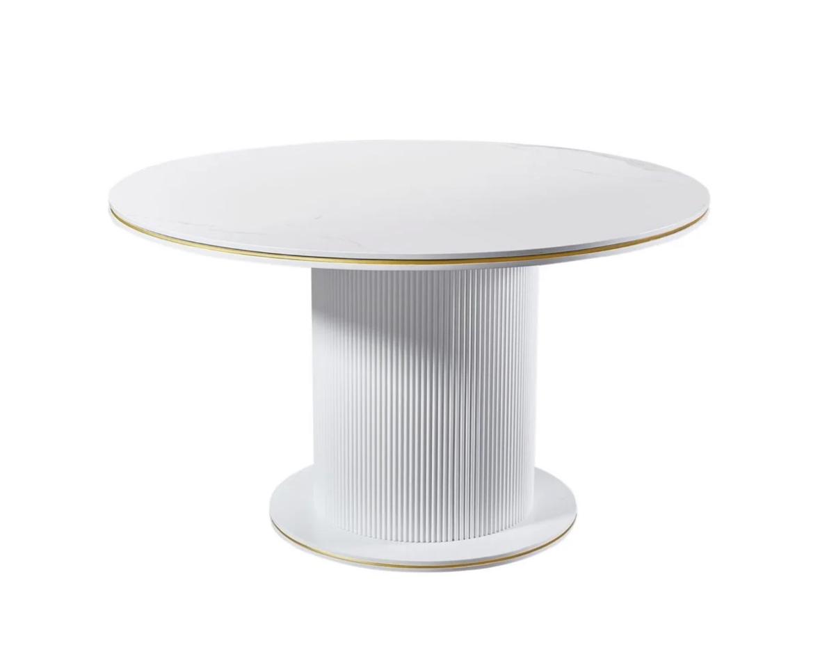 Eettafel - Ocean wit/goud rond 130cm