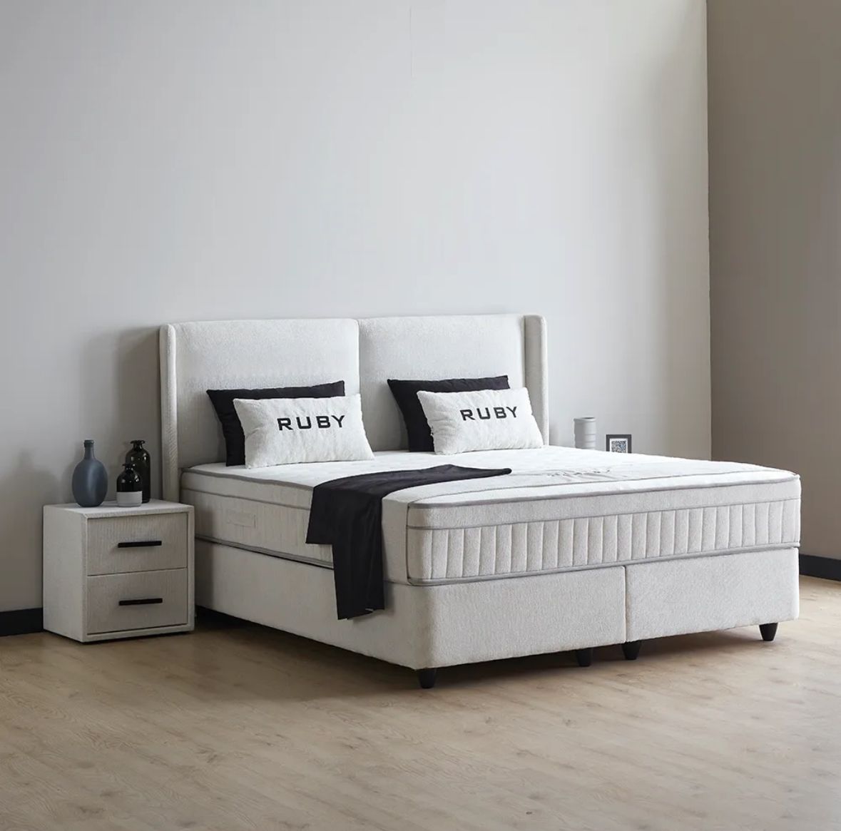 Boxspring Ruby met Opbergruimte – Wit